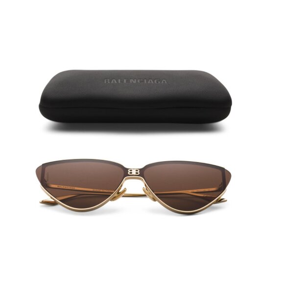 BALENCIAGA Gold/Brown 99mm Cat Eye Sunglasses - Picture 1 of 2